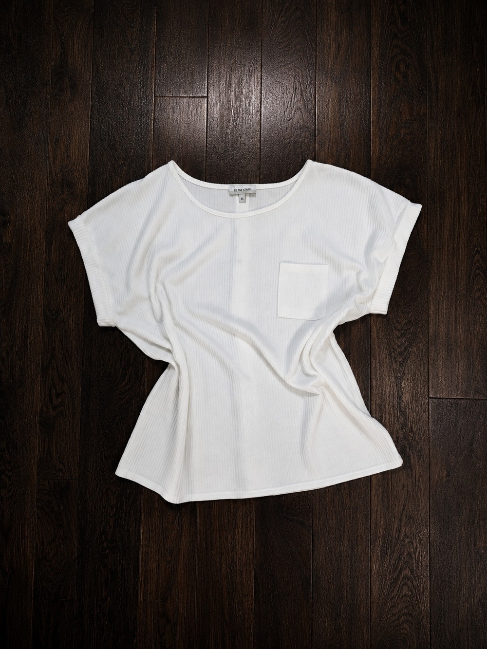 Blank NYC White Ribbed Pocket Tee